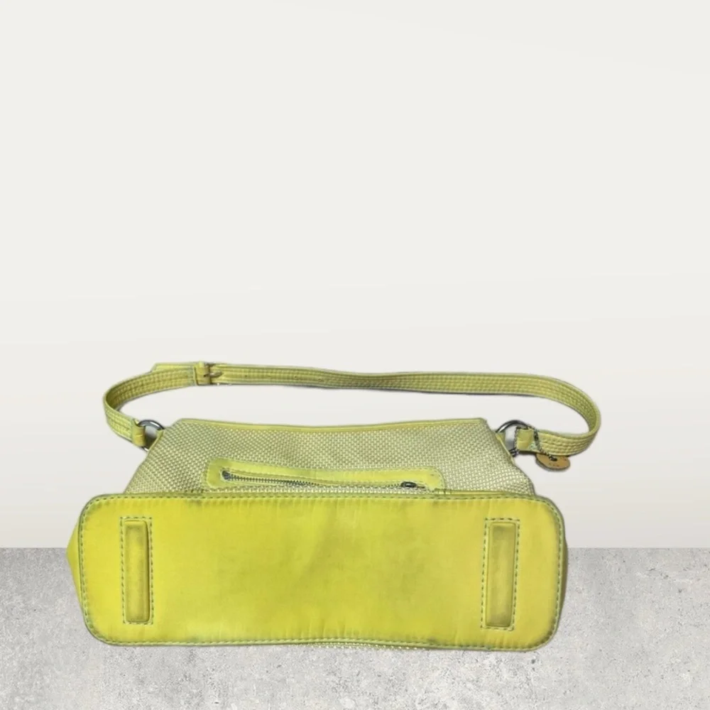 THE SAK Yellow Crochet Shoulder‎ Hobo Handbag  Small Purse  11 X 8 X 8.5